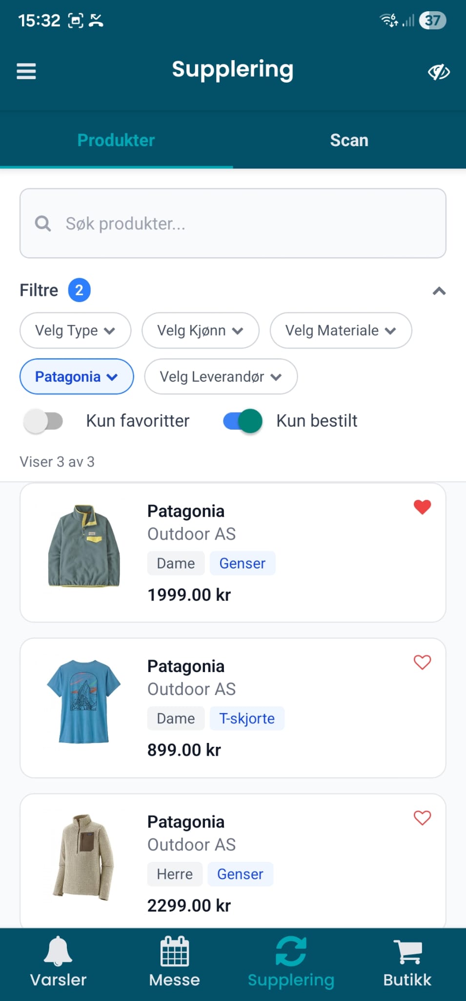 Stadion App — product list